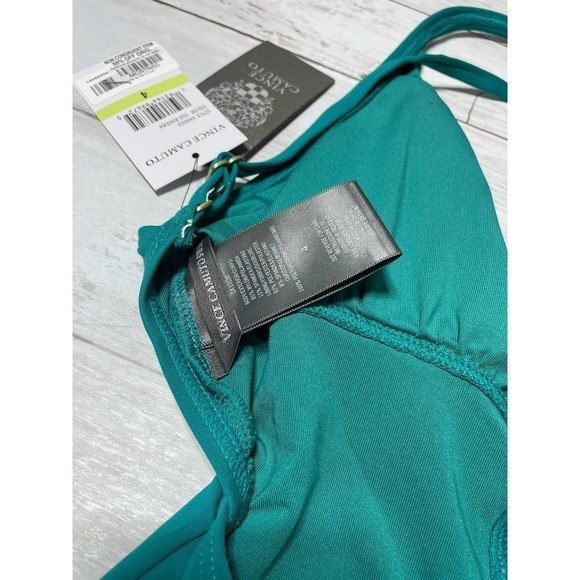 VINCE CAMUTO women’s v neck Swimsuit open back green blue 4 coastal core boho - Picture 7 of 8
